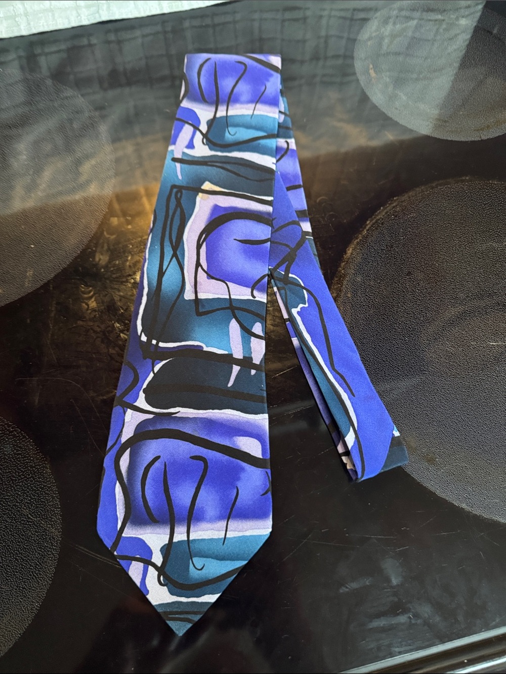 J. Garcia Blue and Purple Abstract Men's Tie